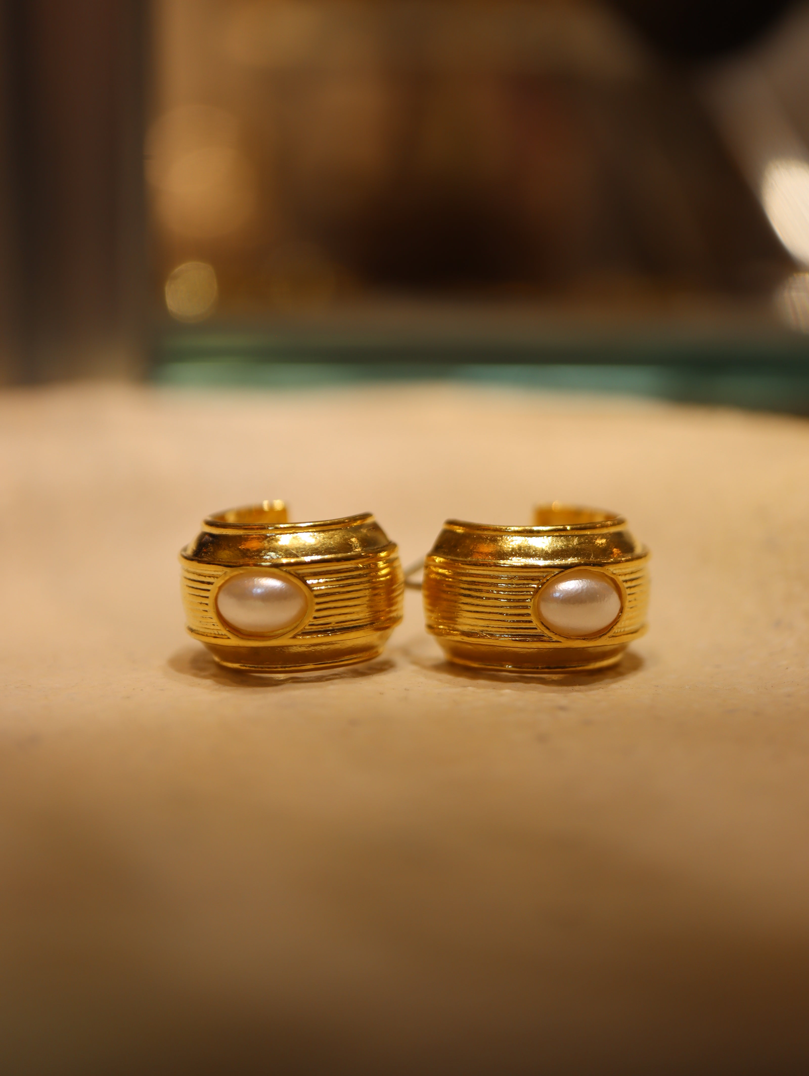 Ridged Pearl Earrings