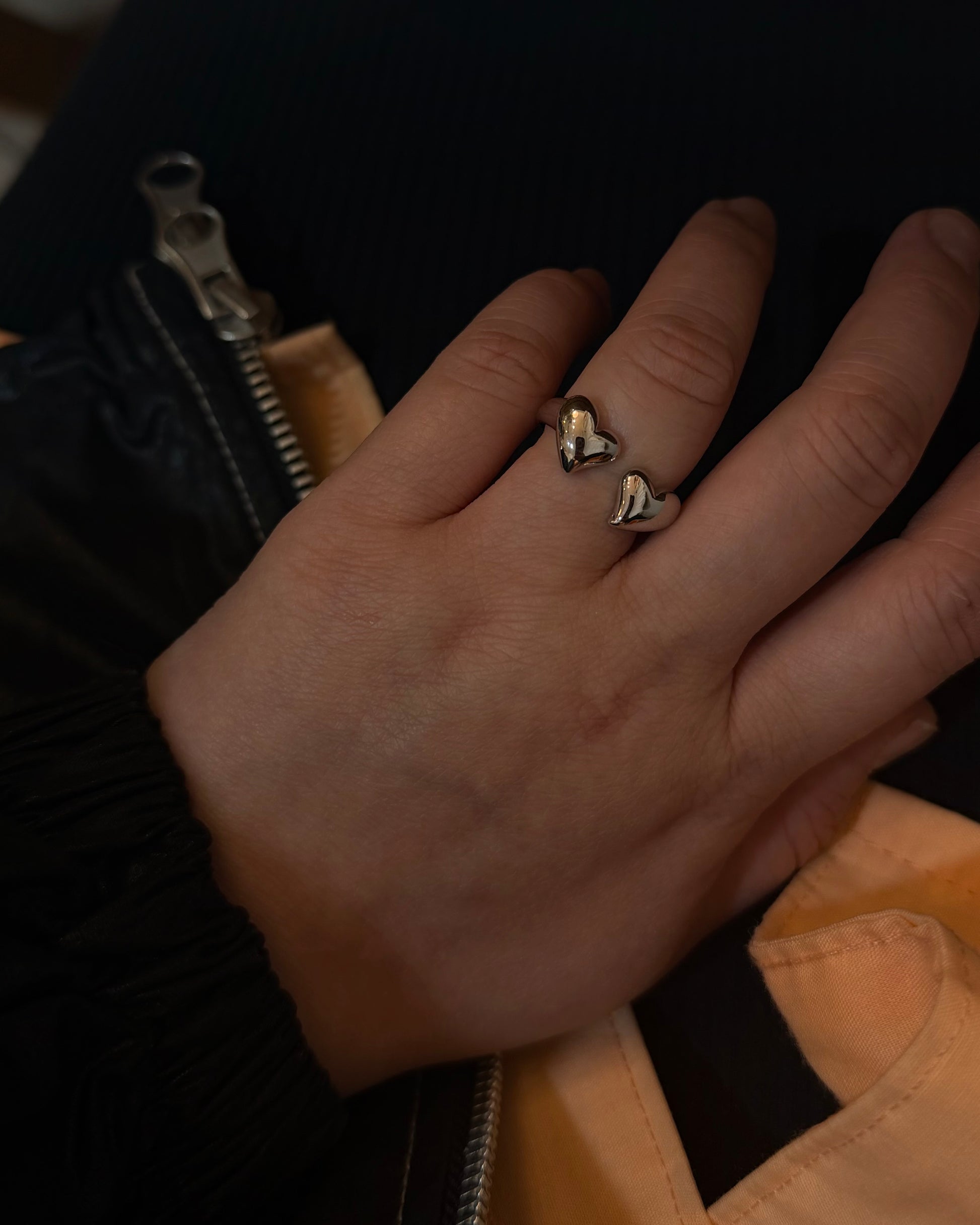 Double heart brass ring (free size)