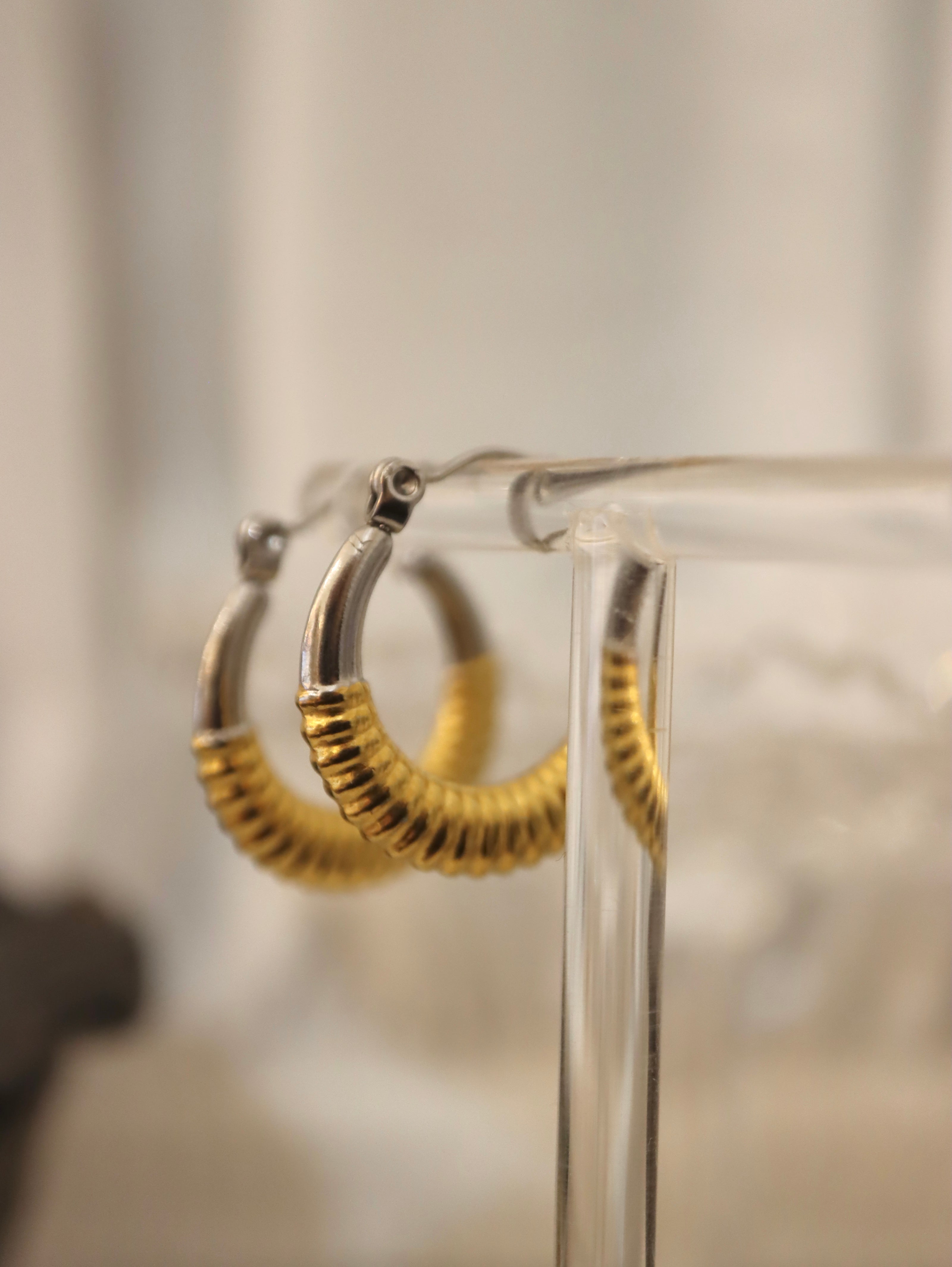Mix tone stainless steel earrings