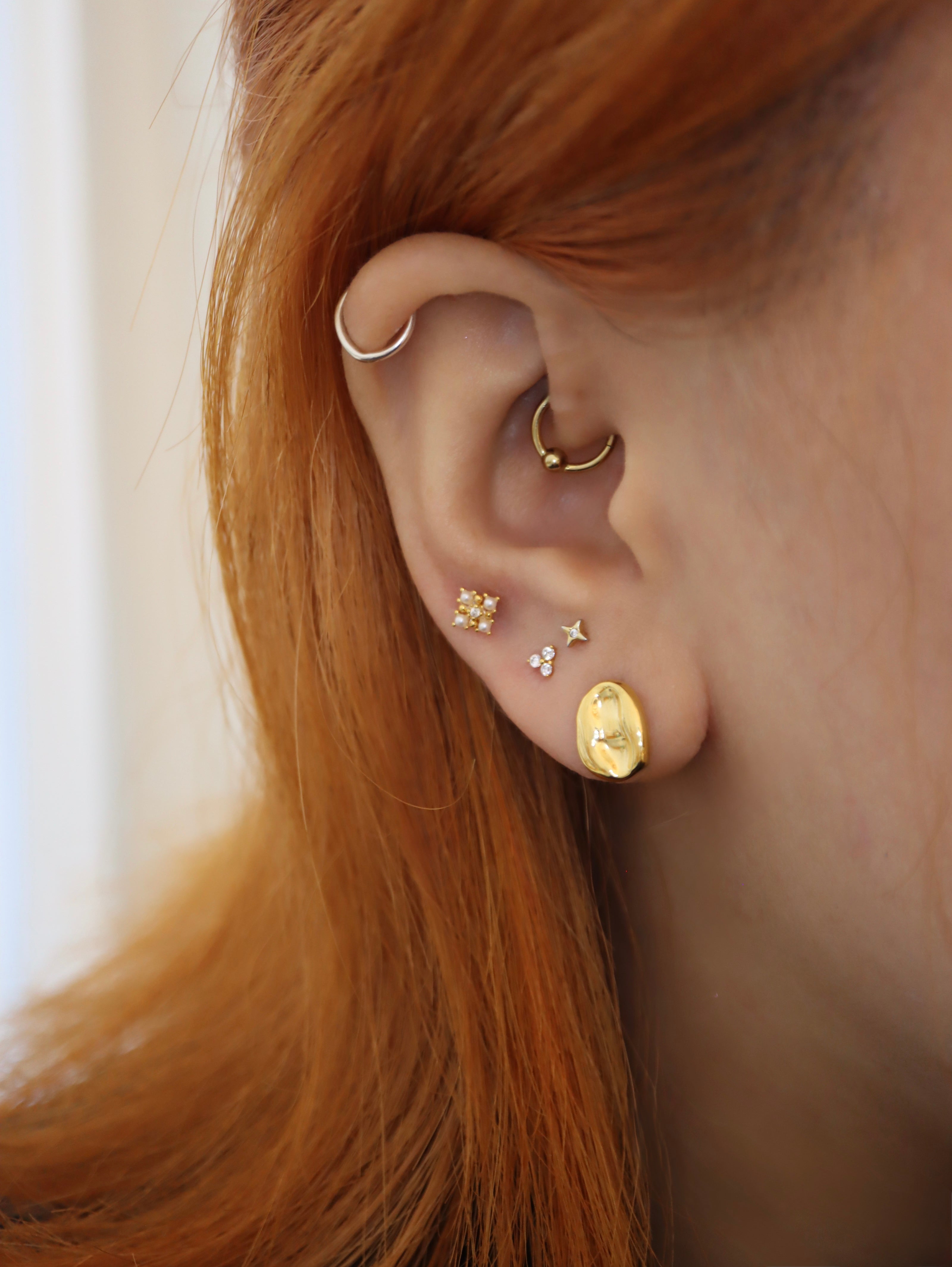 Pearl square surgical steel stud earring