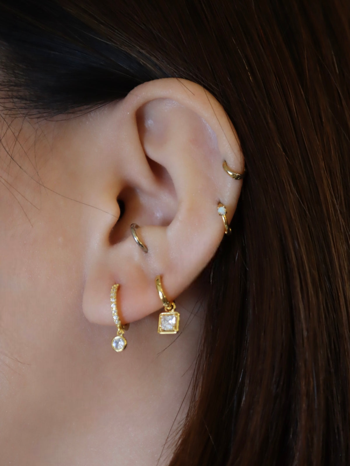 Hoop drop cz silver 925 earrings
