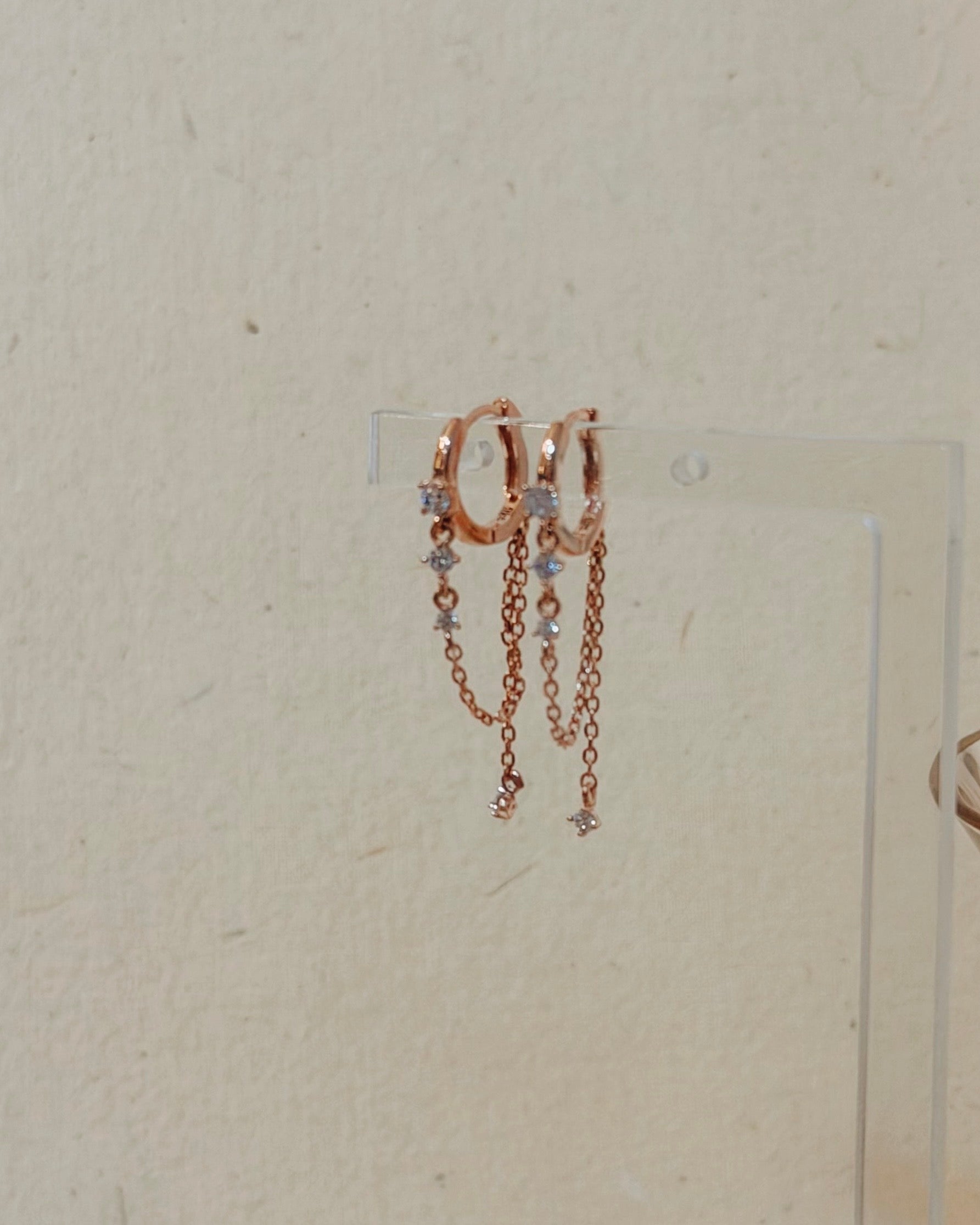 Drop chain cz silver925 earrings