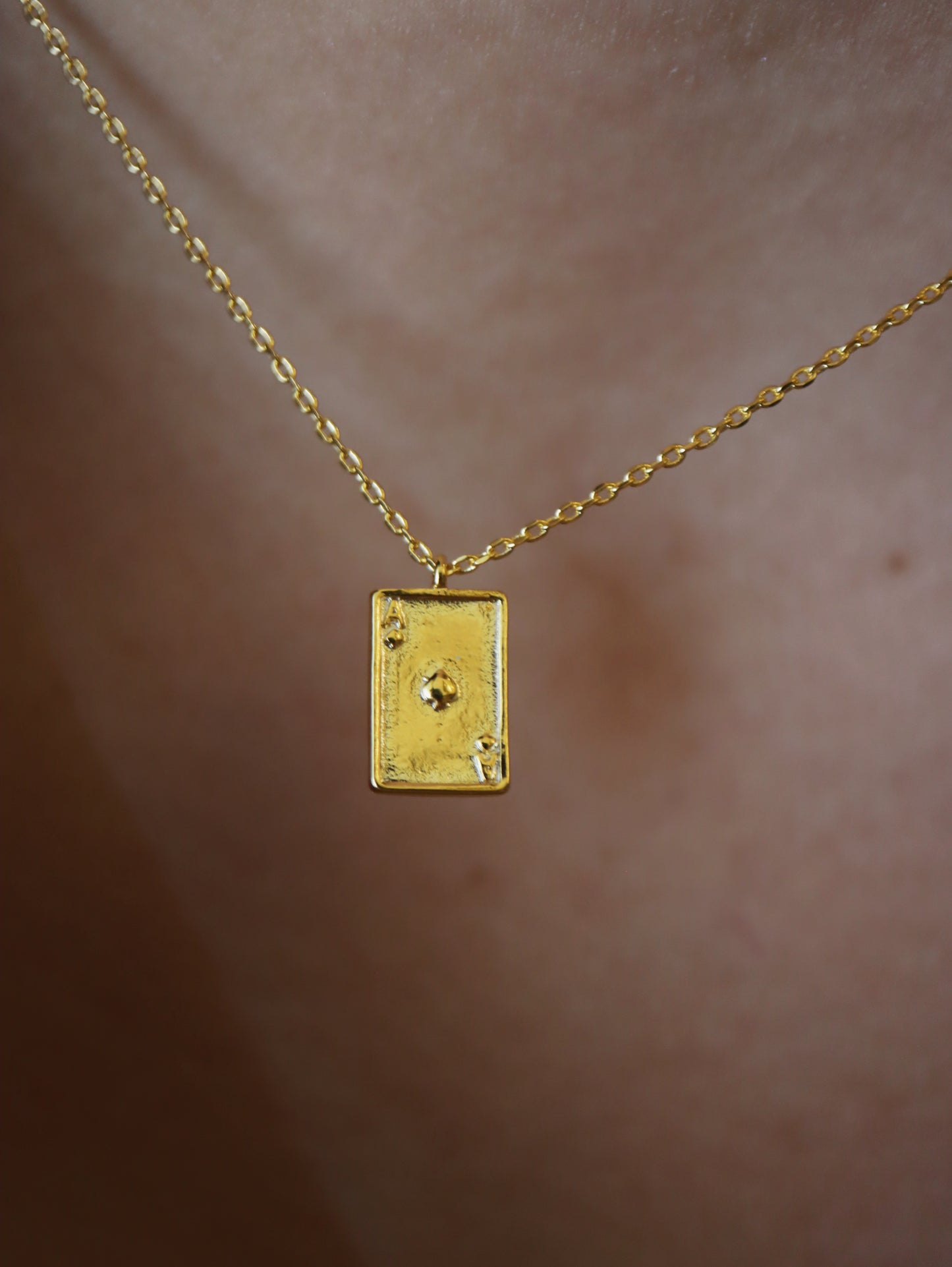 Poker ace brass necklace