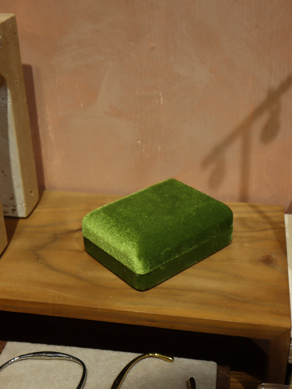 Green Velvet Ring/Earring Gift Box