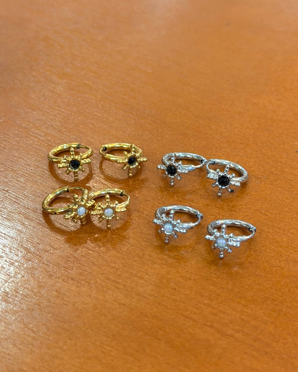 Starburst stainless steel earrings