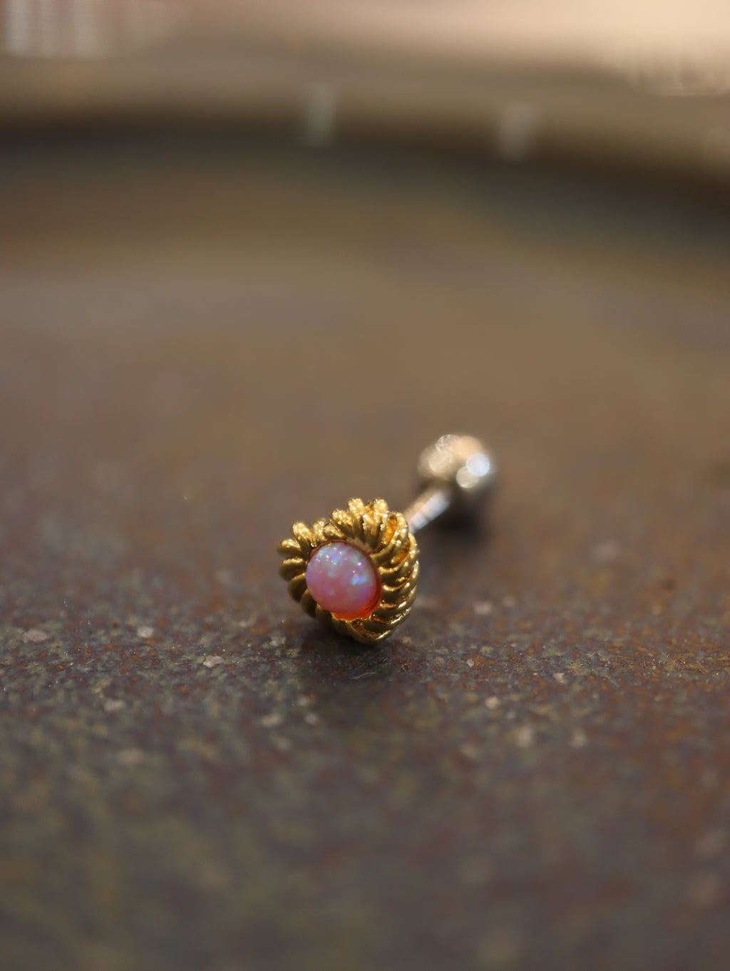 Heart and Opal surgical steel 316 stud earring piercing