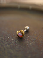 Heart and Opal surgical steel 316 stud earring piercing