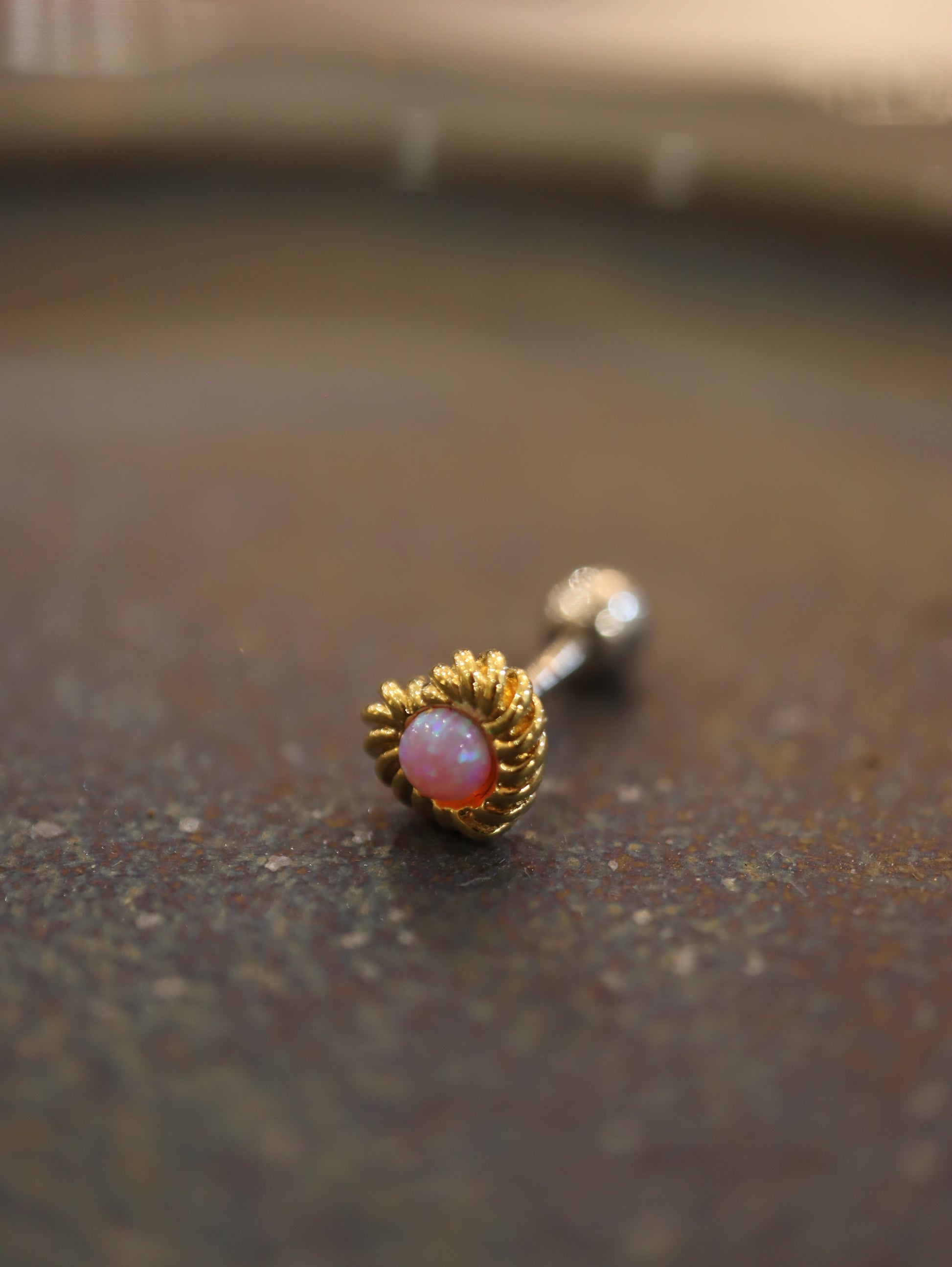 Heart and Opal surgical steel 316 stud earring piercing