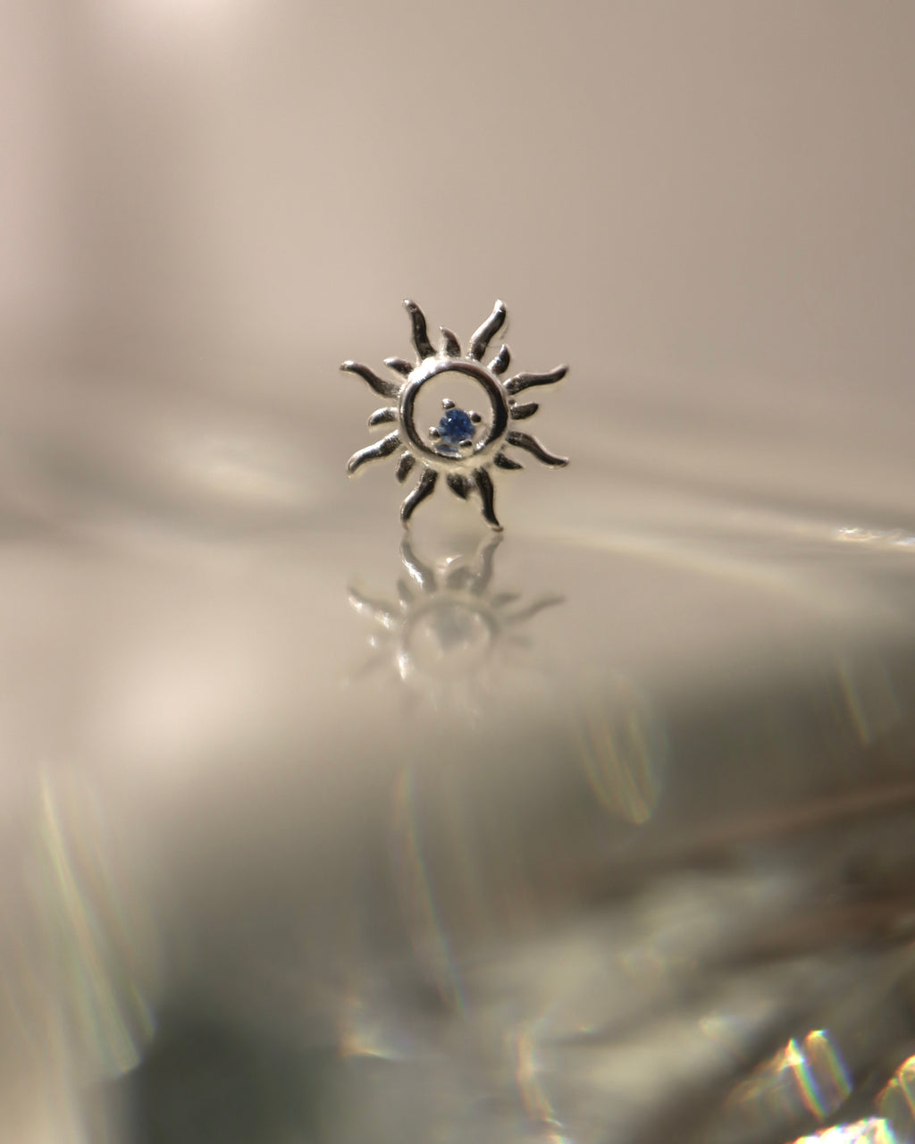 Rising sun 925 silver earrings piercing (1pc)