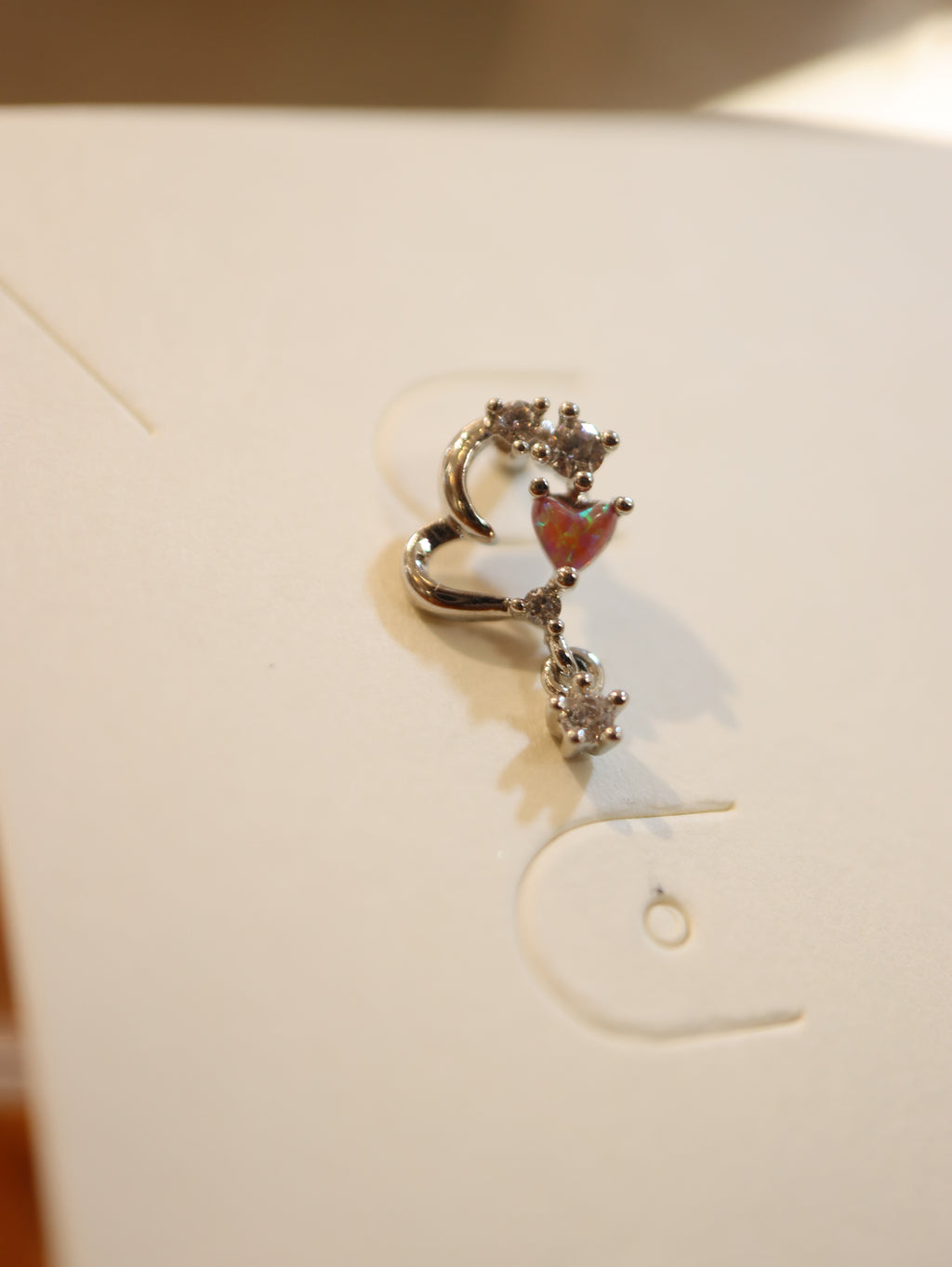 Drop cz heart surgical steel 316L stud piercing (1pc)