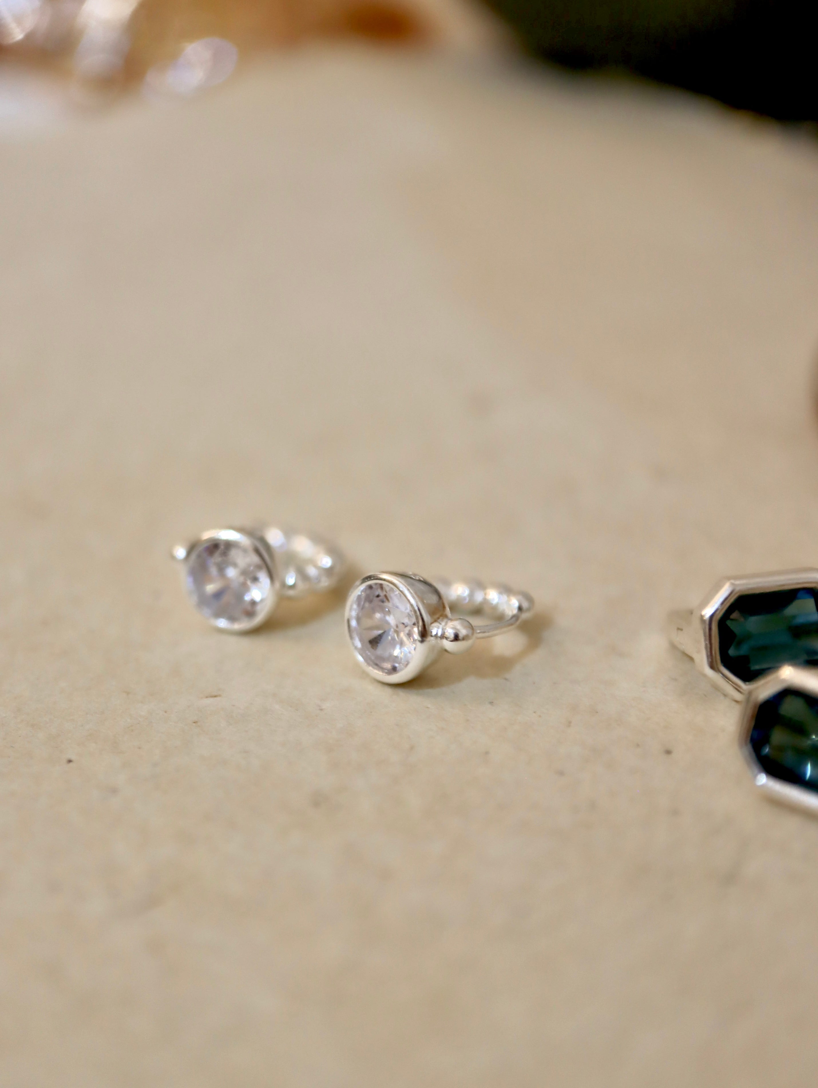 Luminous Dot Hoop 925 silver earrings