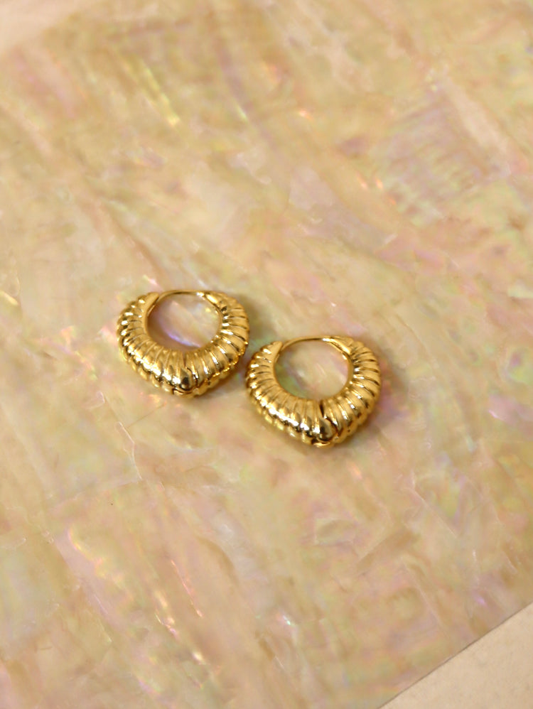 Luxe Ridged Statement Hoops Earrings