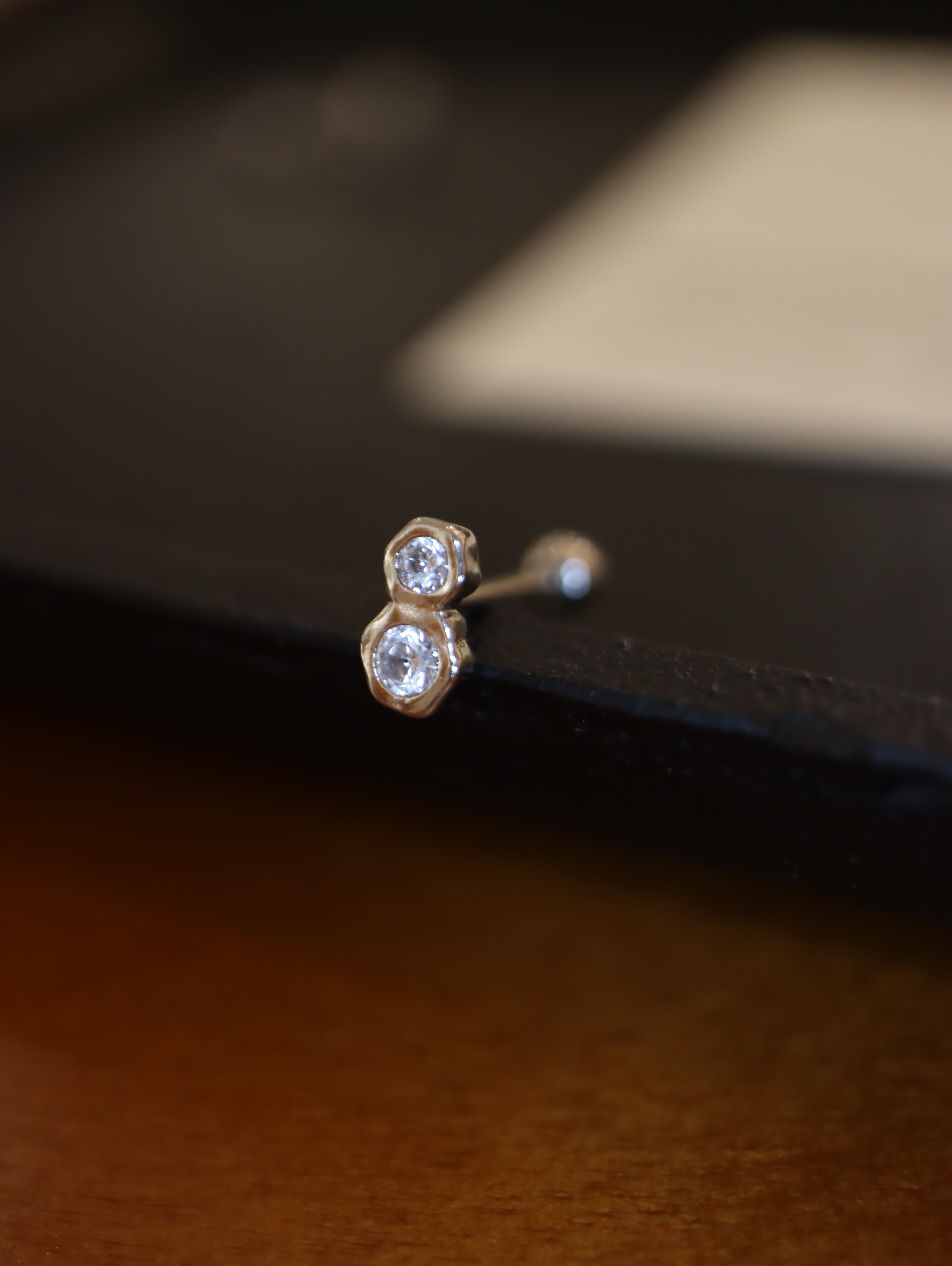 Double cz s925 piercing stud earring (1pc)