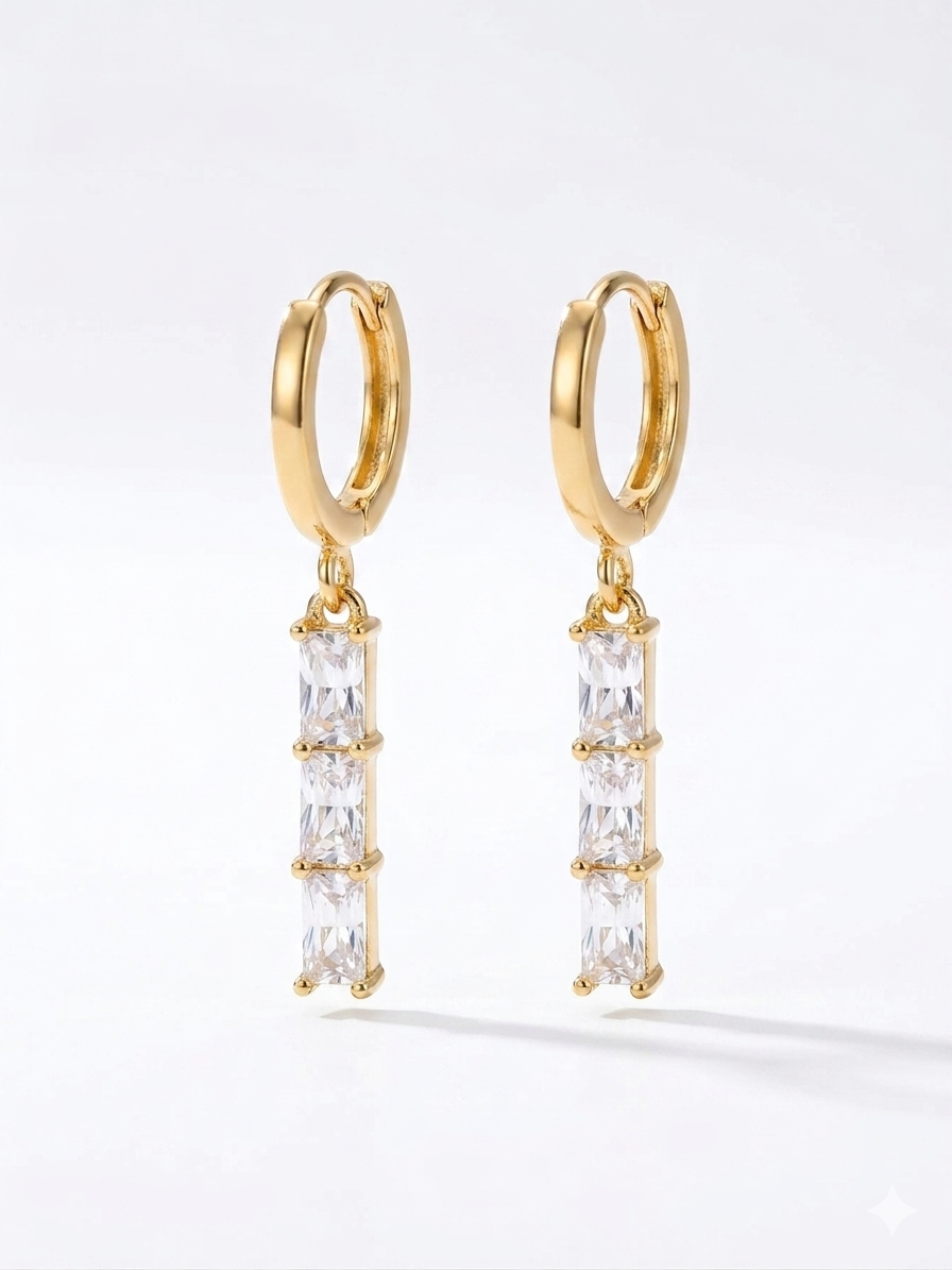 Triple Baguette CZ Earrings