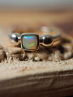 Square Ethiopian Opal Silver 925 ring