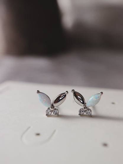 Butterfly silver925 Opal & cz earrings