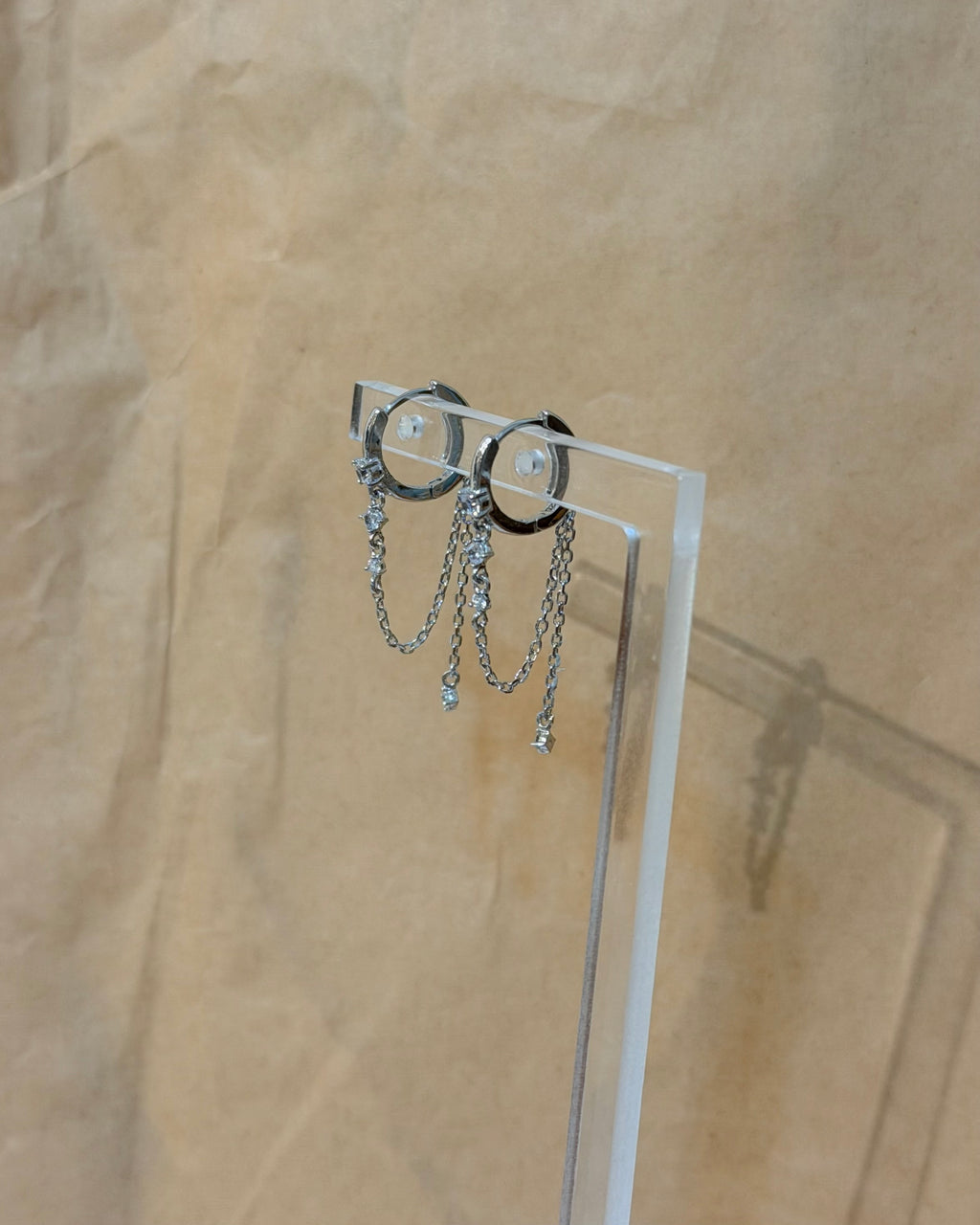 Drop chain cz silver925 earrings