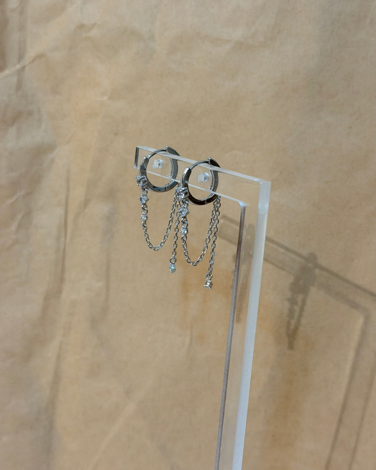 Drop chain cz Silver 925 earrings