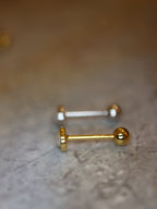 Round pearl stud 925 silver piercing earring (1pc)
