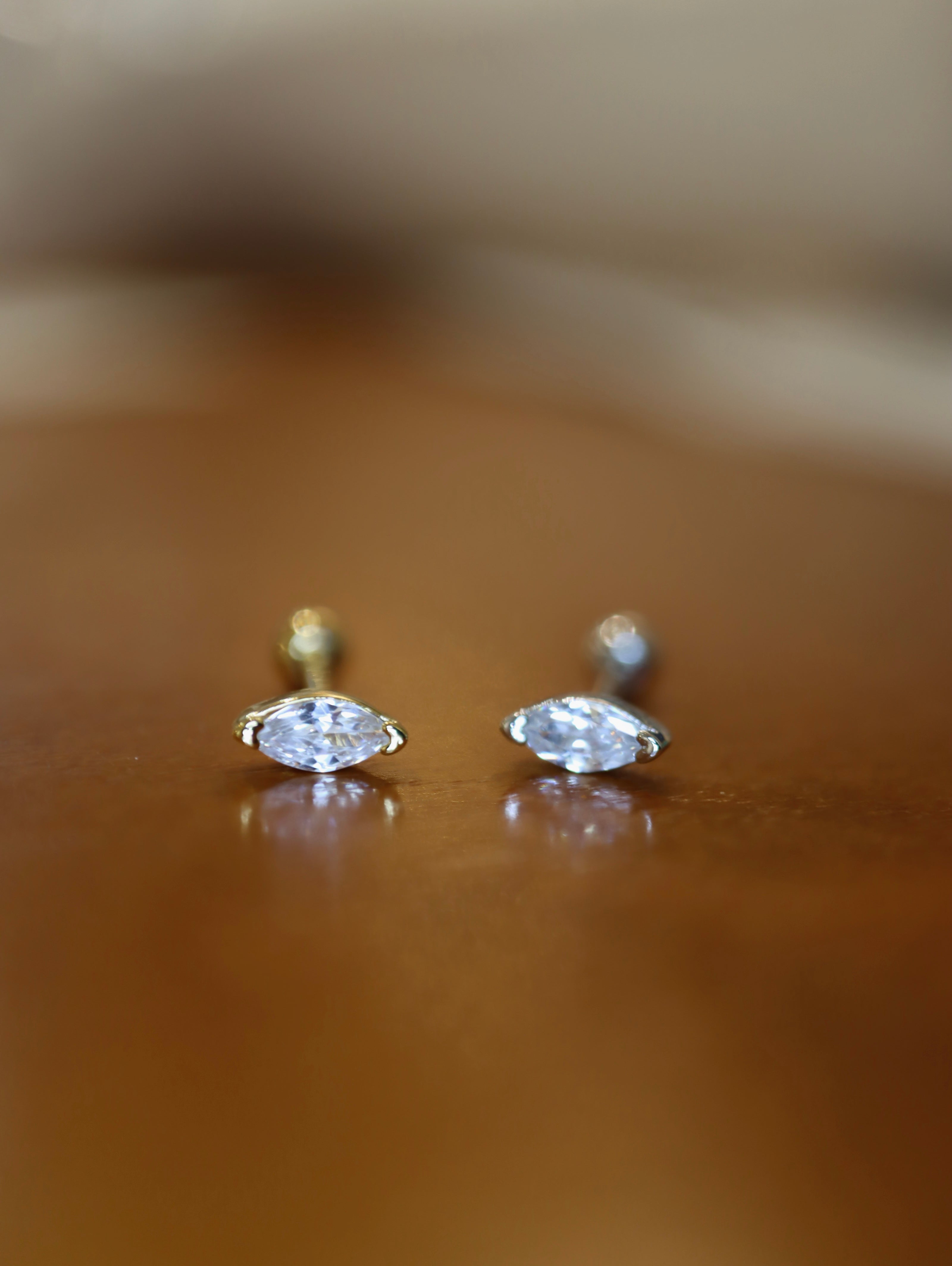 Marquise cz 925 silver piercing stud