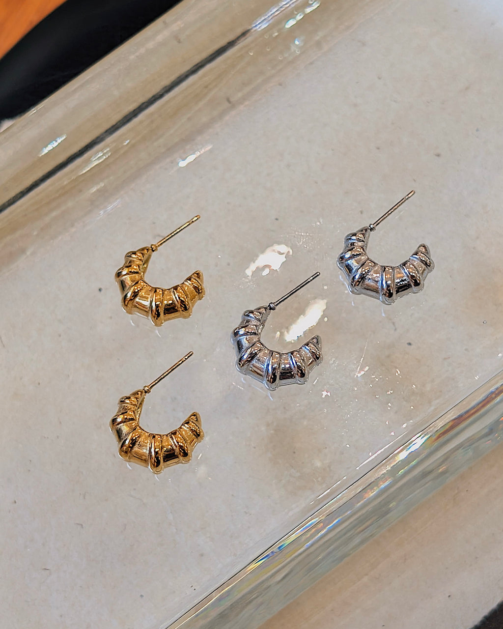 Segmented Crescent Hoop Earrings