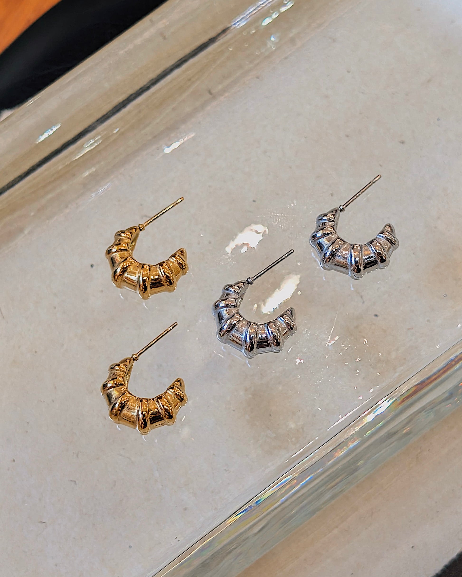 Segmented Crescent Hoop Earrings