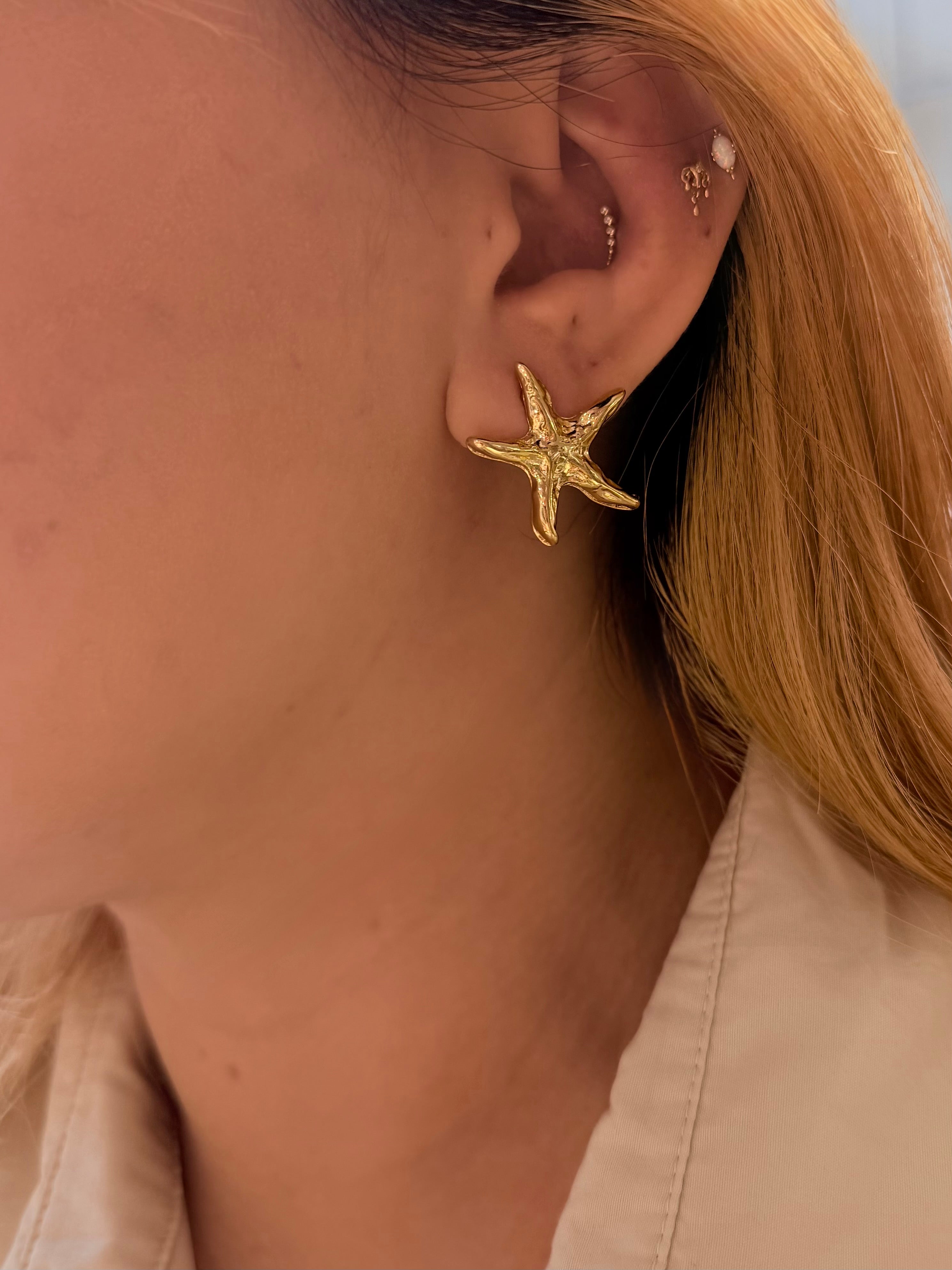Starfish brass earrings