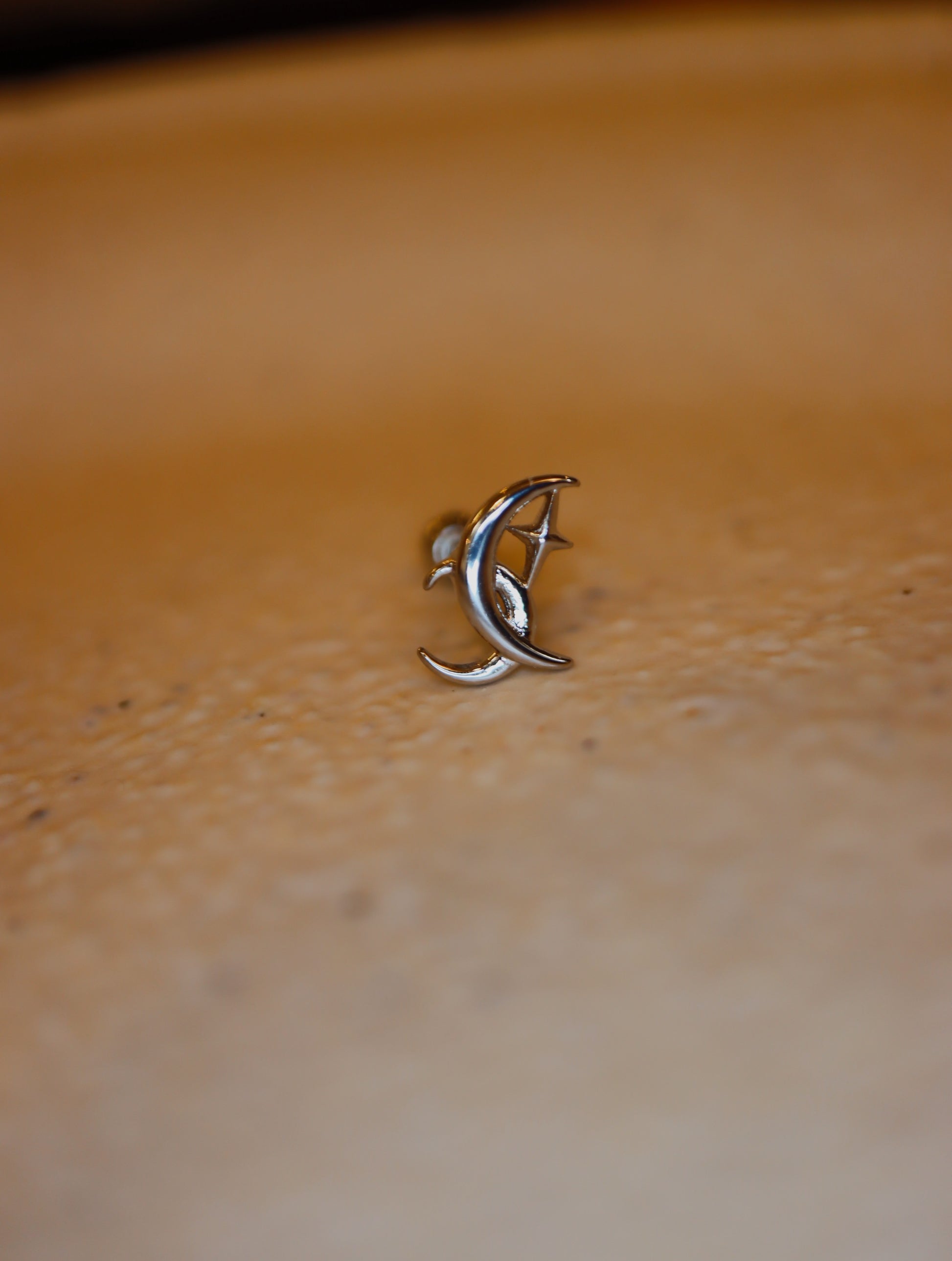 Crescent star surgical steel piercing