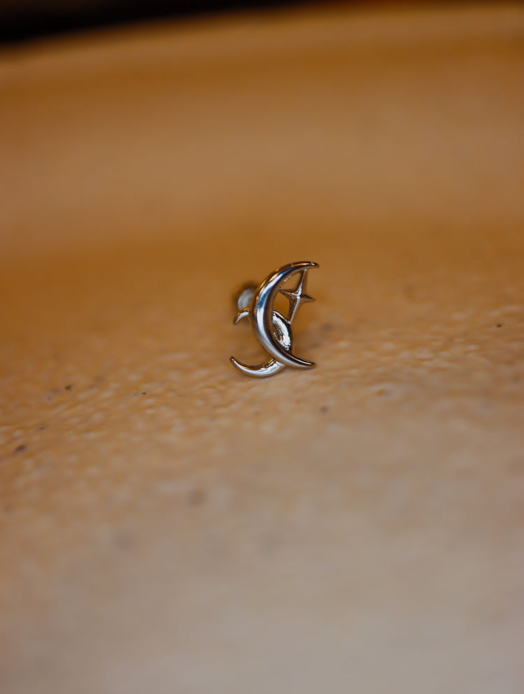 Crescent star surgical steel piercing