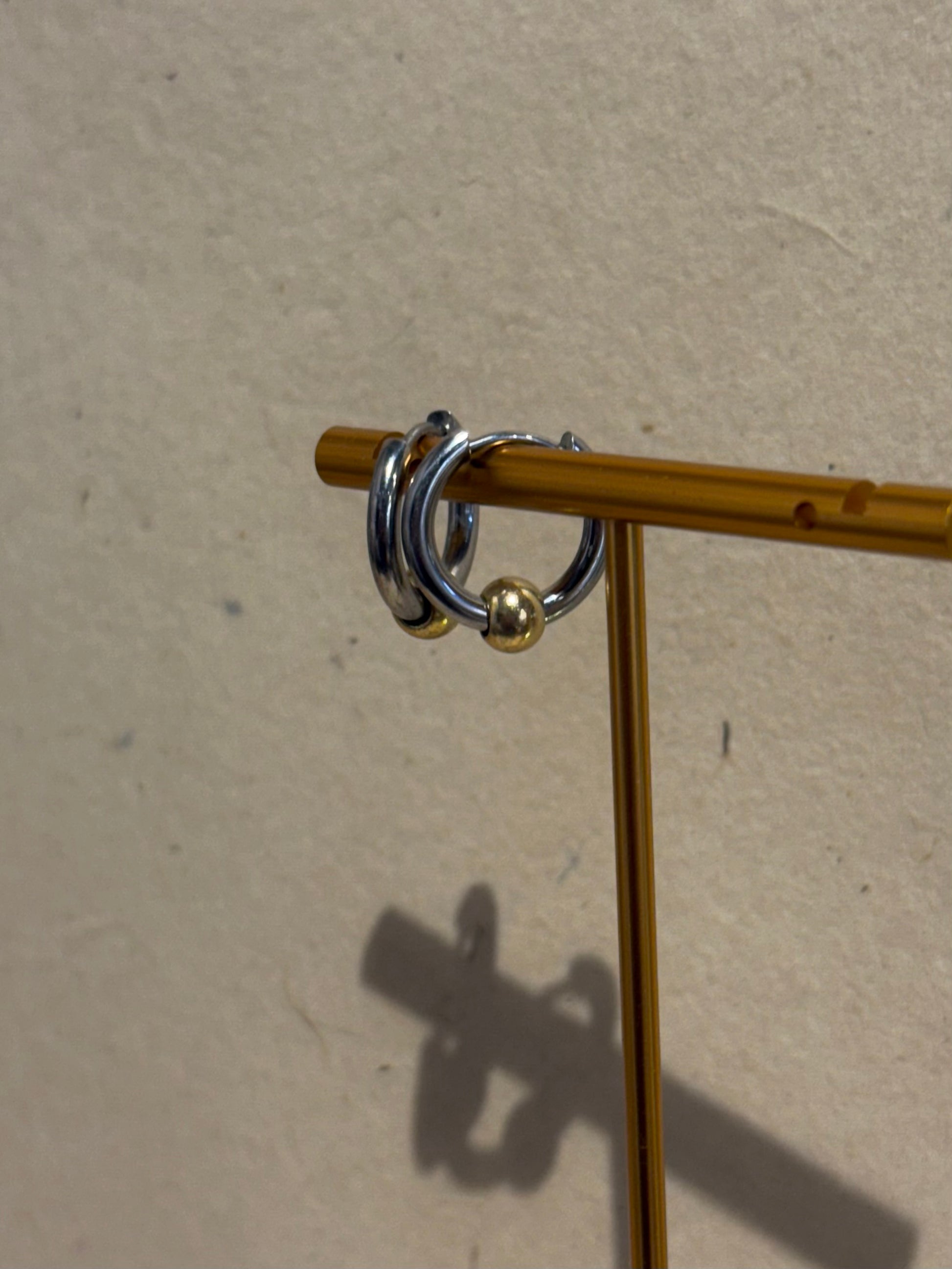 Mix tone ball hoop surgical steel earrings