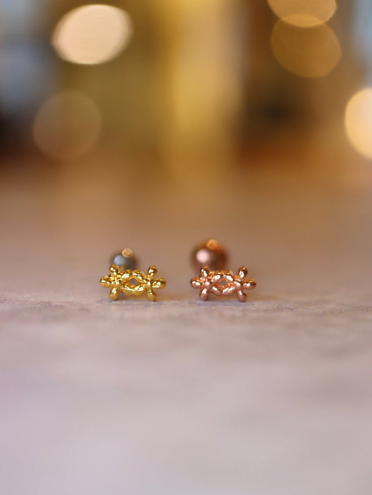 Twin Blossom Bar Stud Surgical Steel Earring (1pc)