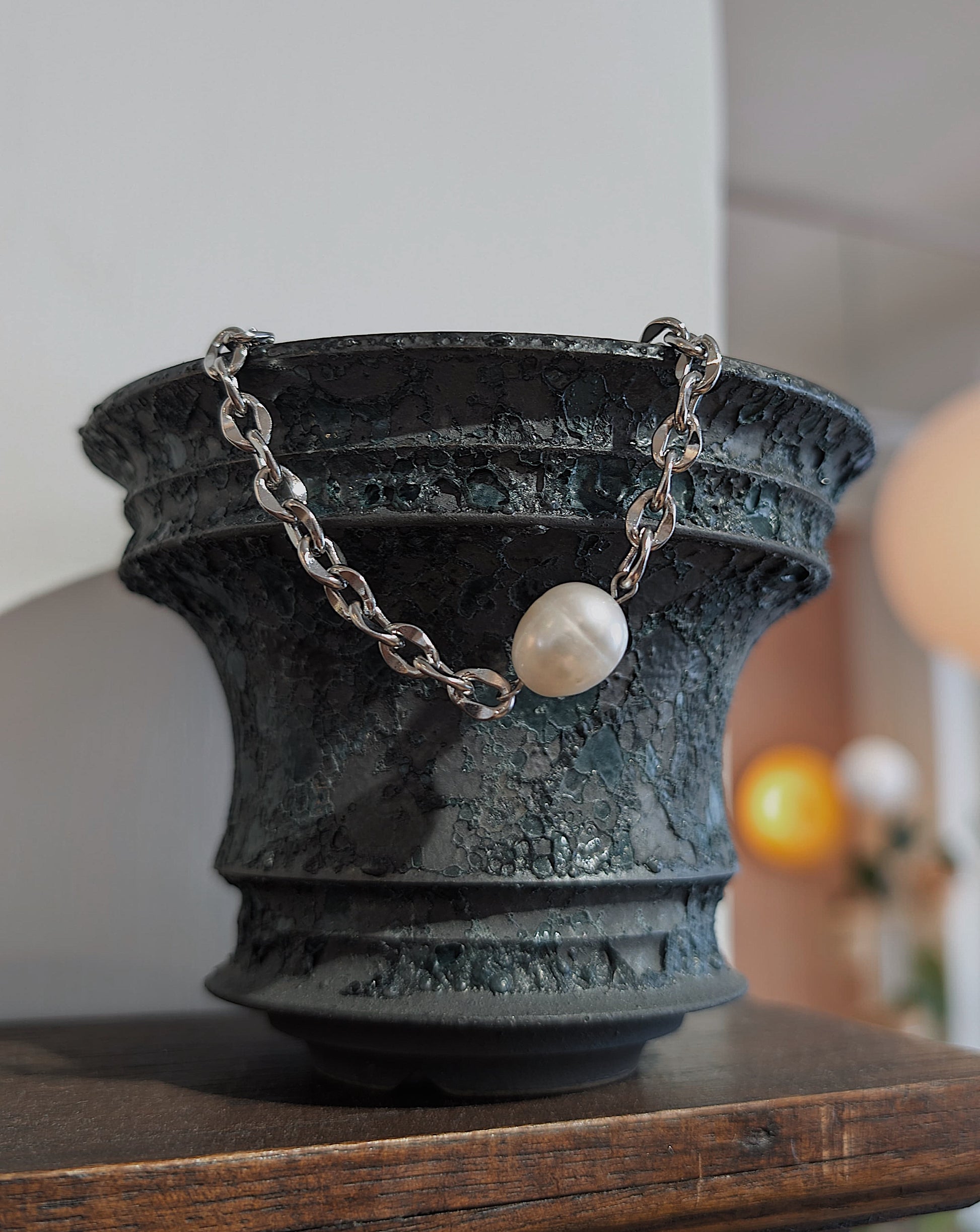 Pearl chain flexi stainless steel bracelet