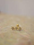 Triple star cz 925 silver stud piercing