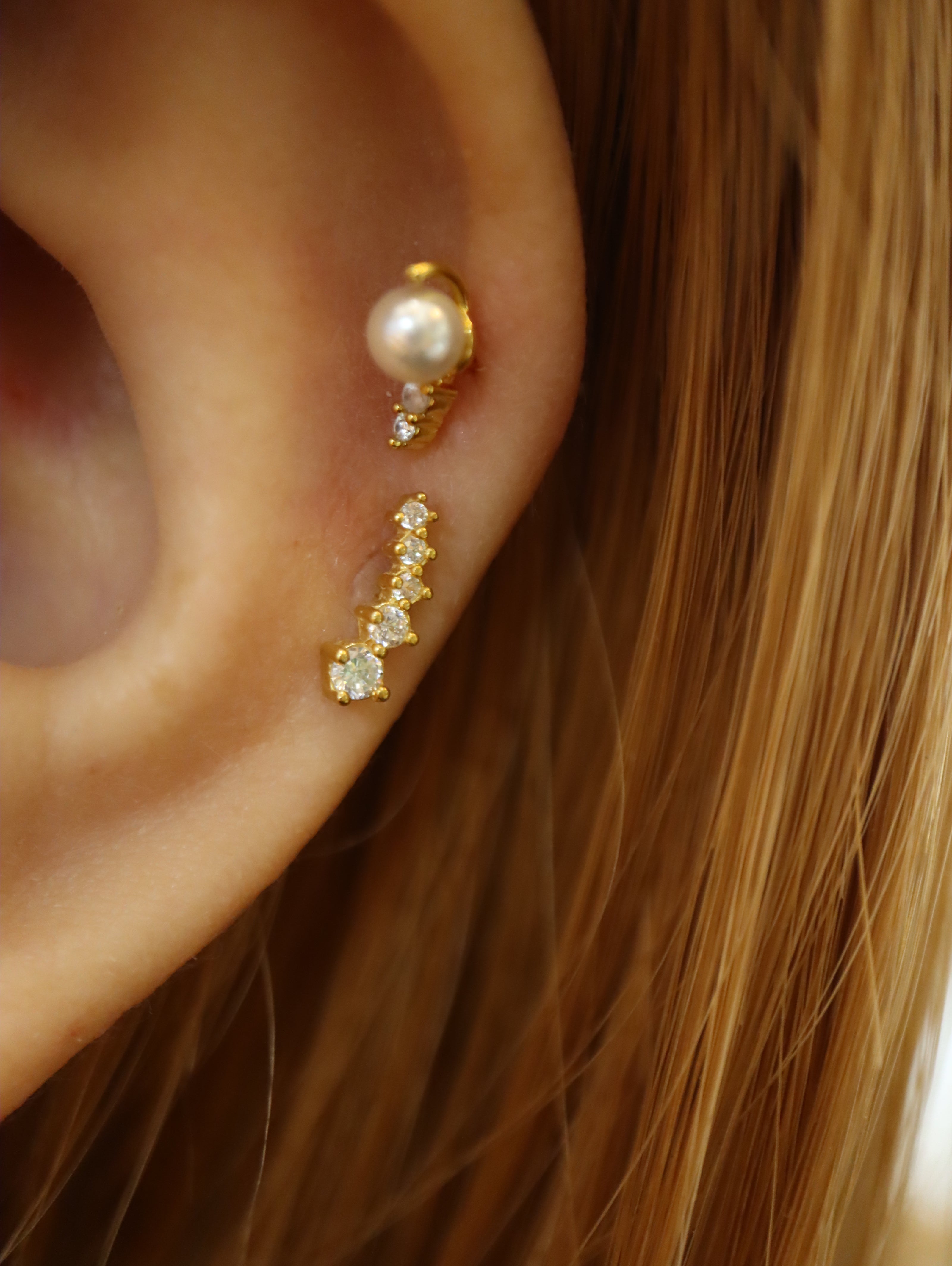 Bar curved 925 silver stud ball end piercing