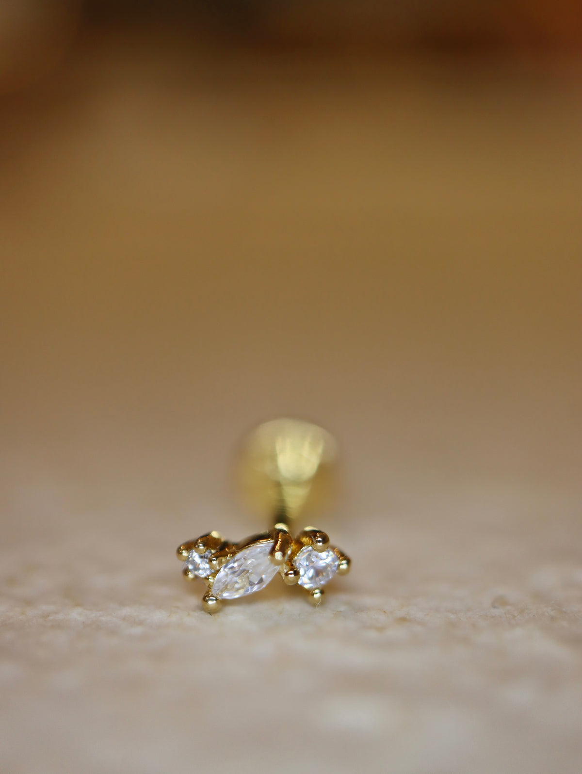 Marquise Trio Curved Stud 925 Silver Earring Piercing (1pc)