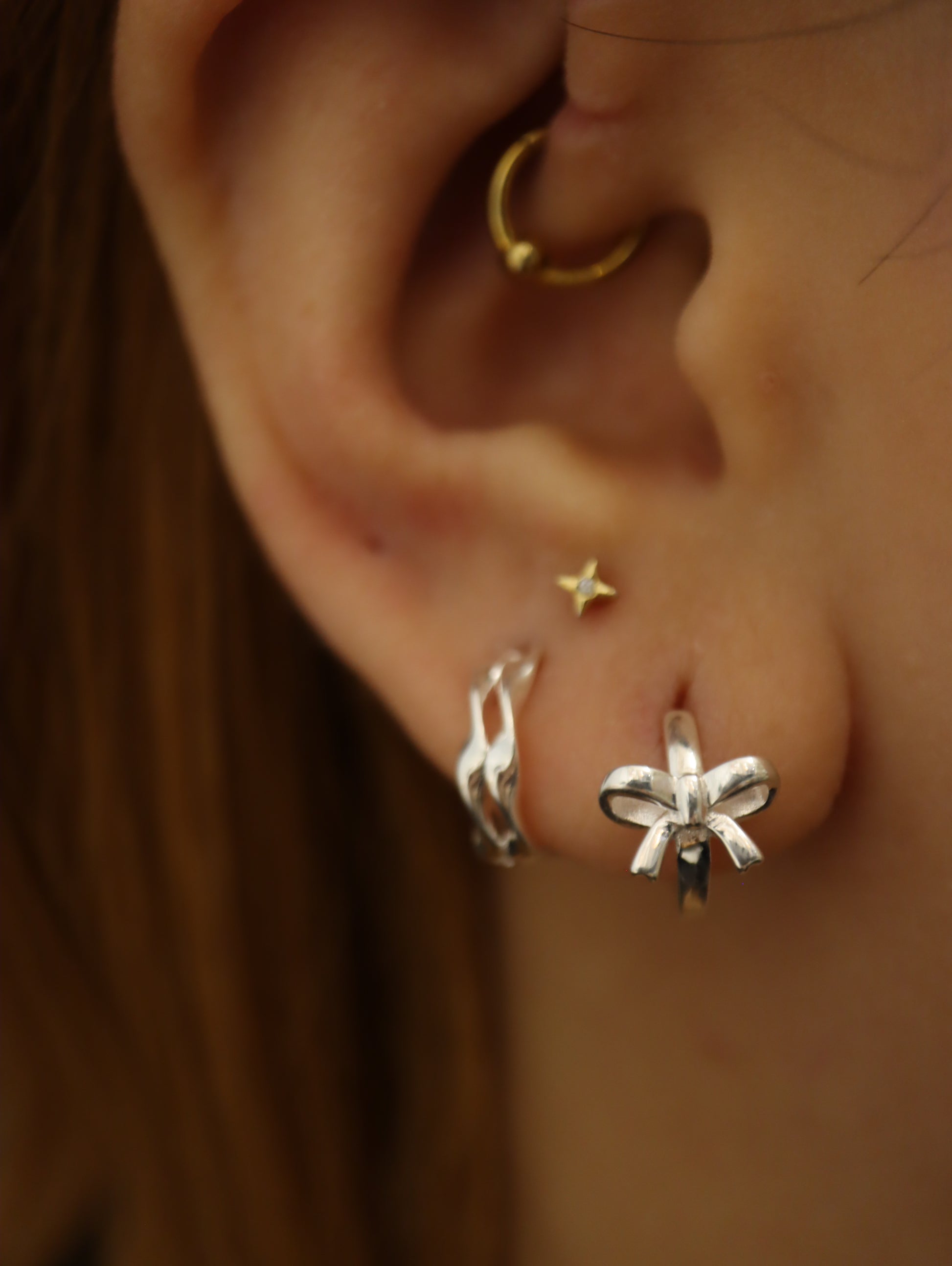 Double wavy 925 silver earrings