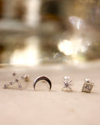 Crescent 925 silver piercing earring