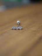 Triple cz stud 925 silver piercing