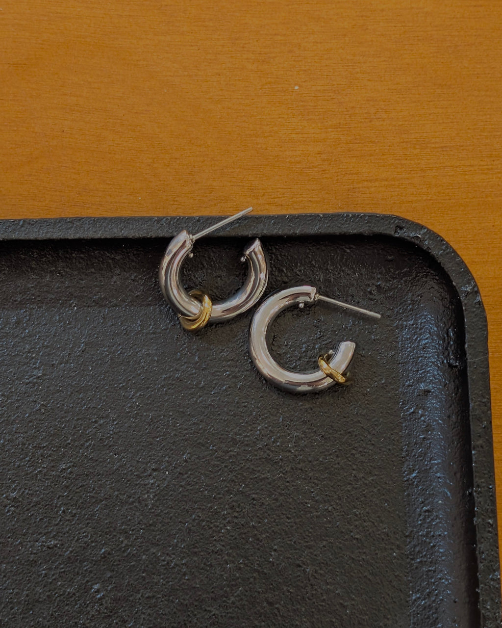 Mix tone stainless steel earrings