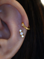 Moonstone mini huggie hoop earrings