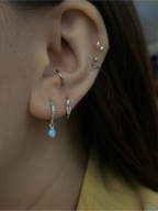 Silver925 cz hinged hoop earrings