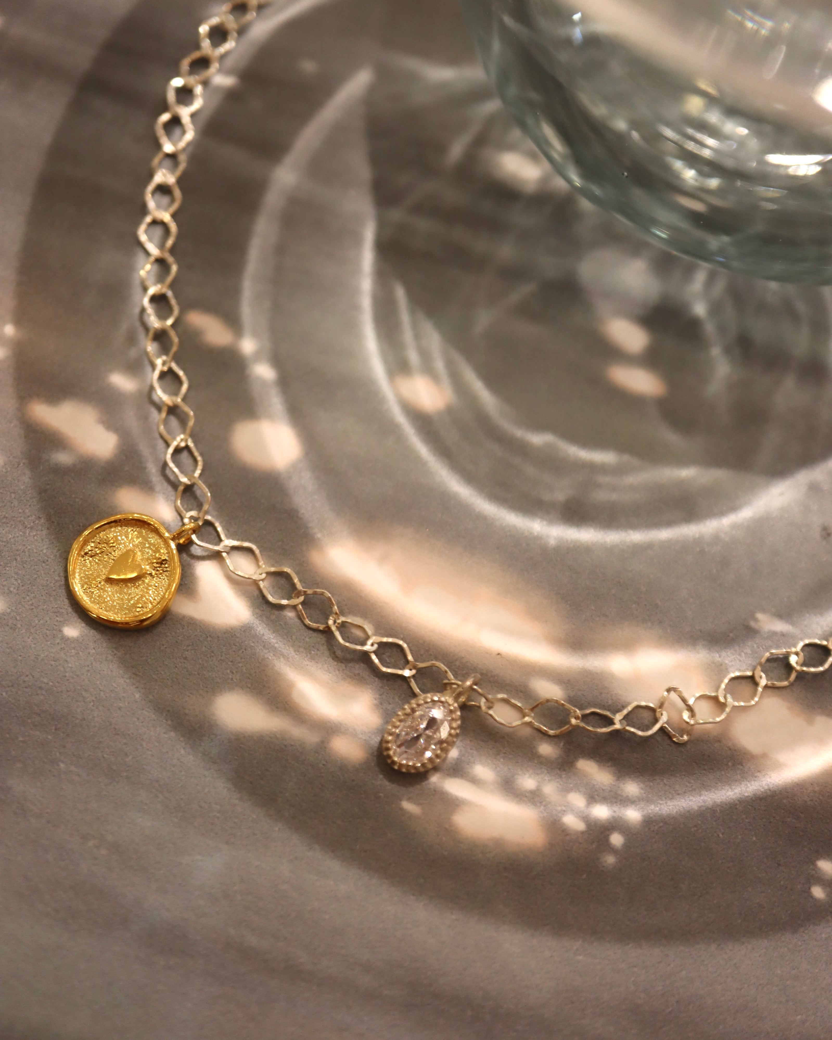 Amari Heart Coin Two Tone 925 Silver  Bracelet