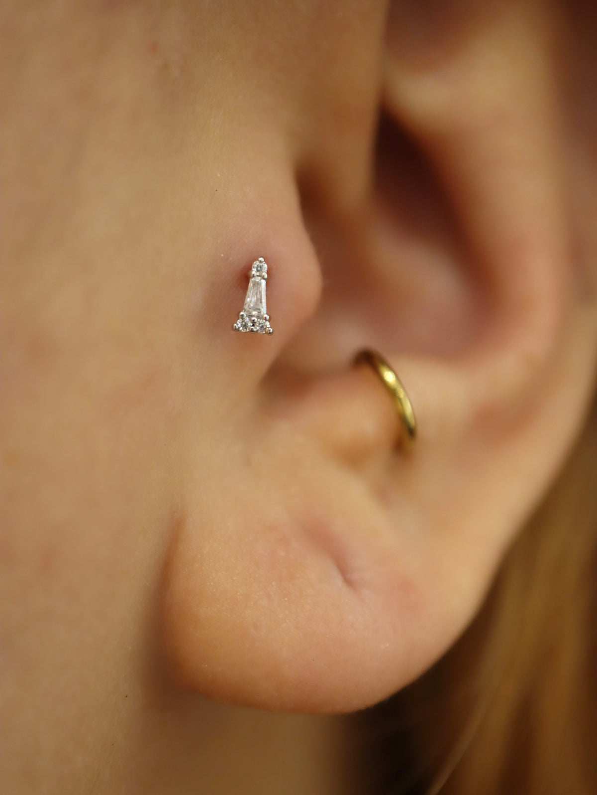 Cz stud flat back 925 silver piercing