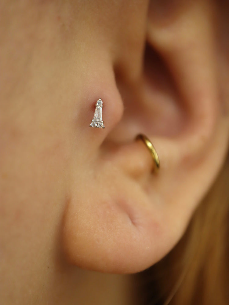 Cz stud flat back 925 silver piercing