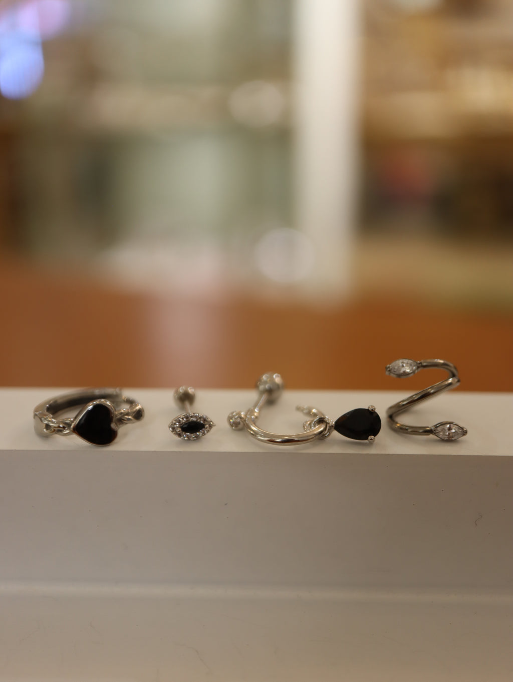 Cz & black Marquise 925 silver piercing (1pc)