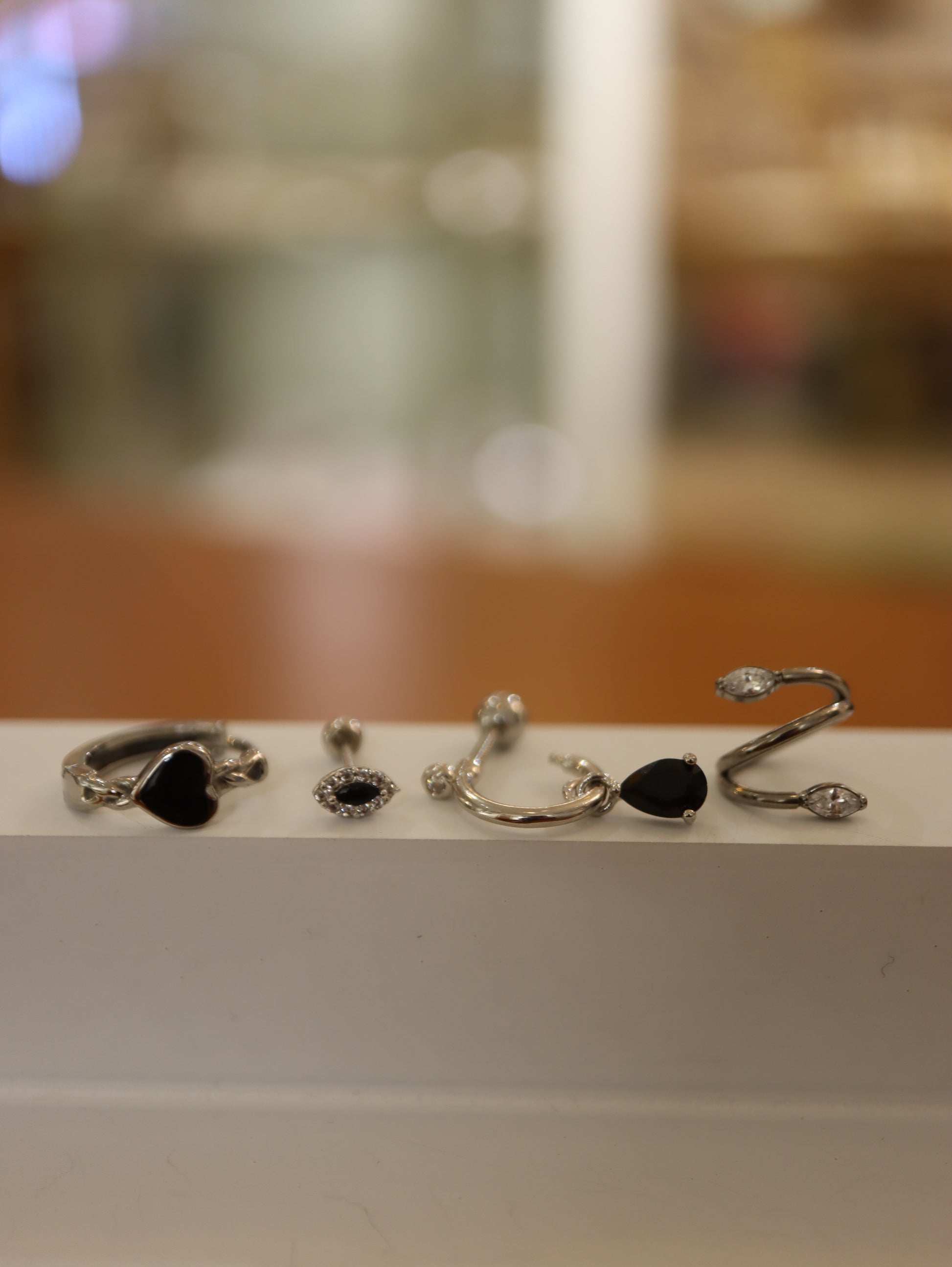 Cz & black Marquise 925 silver piercing (1pc)