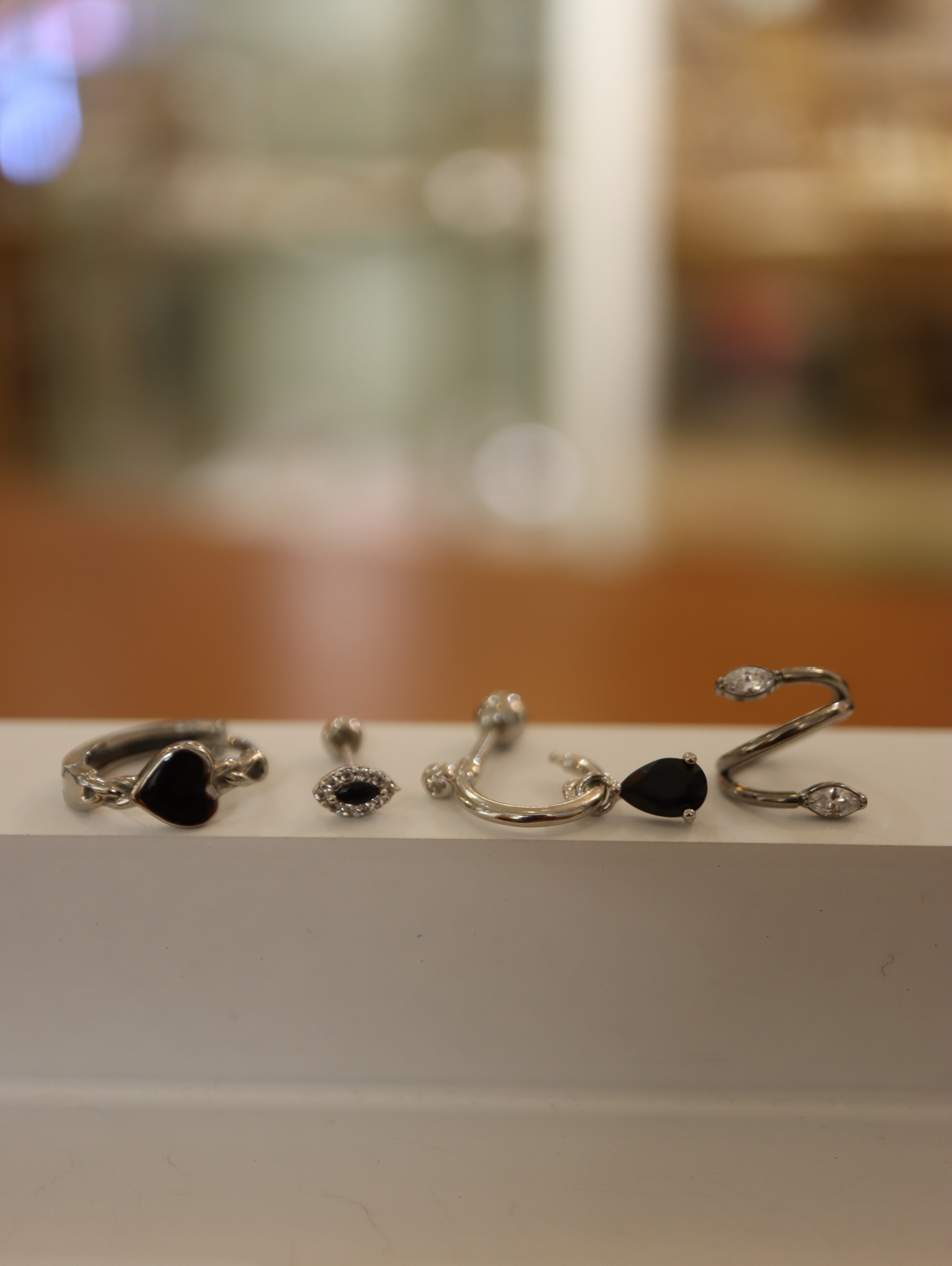 Cz & black Marquise 925 silver piercing (1pc)