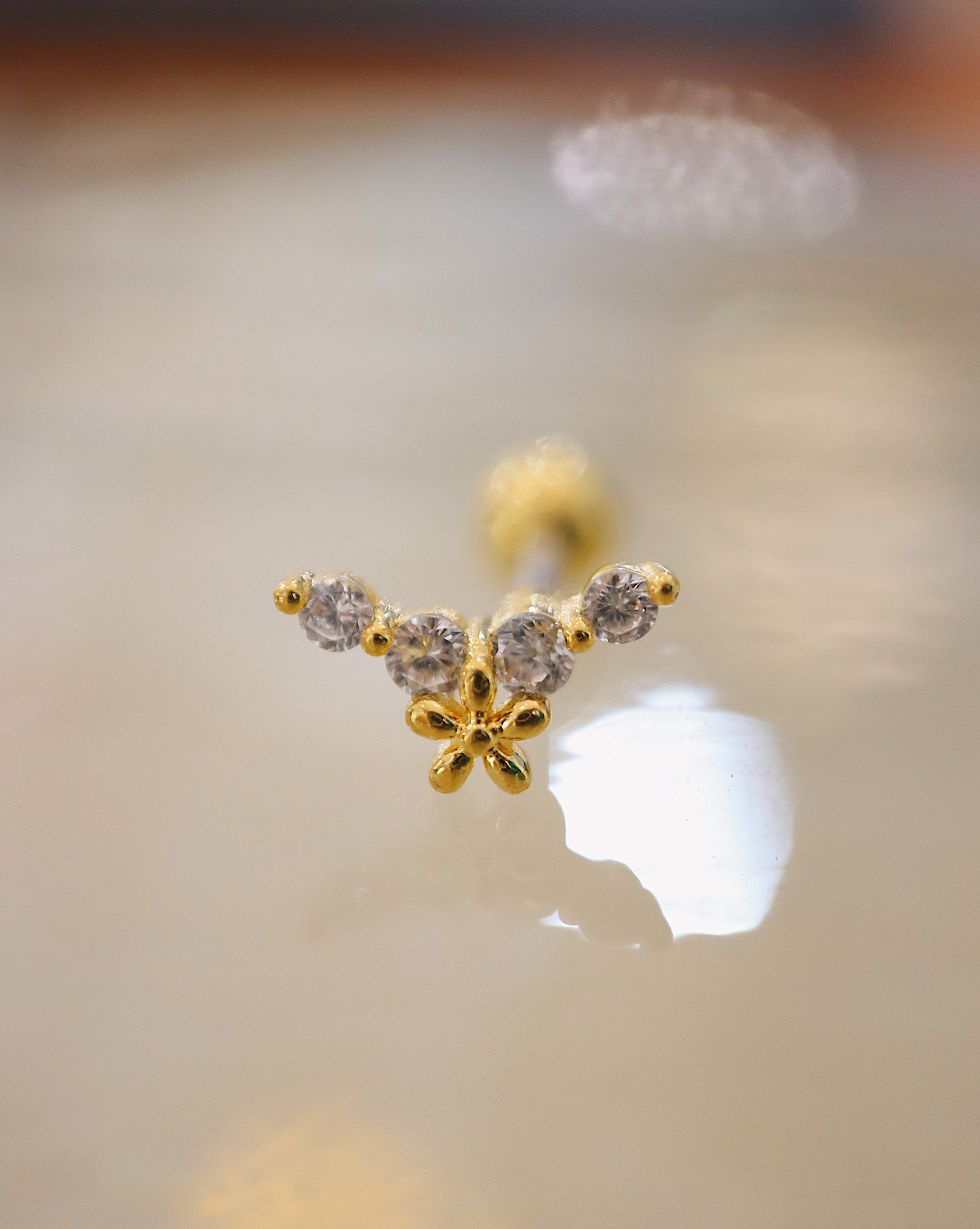 Bar cz floral surgical steel piercing (1pc)