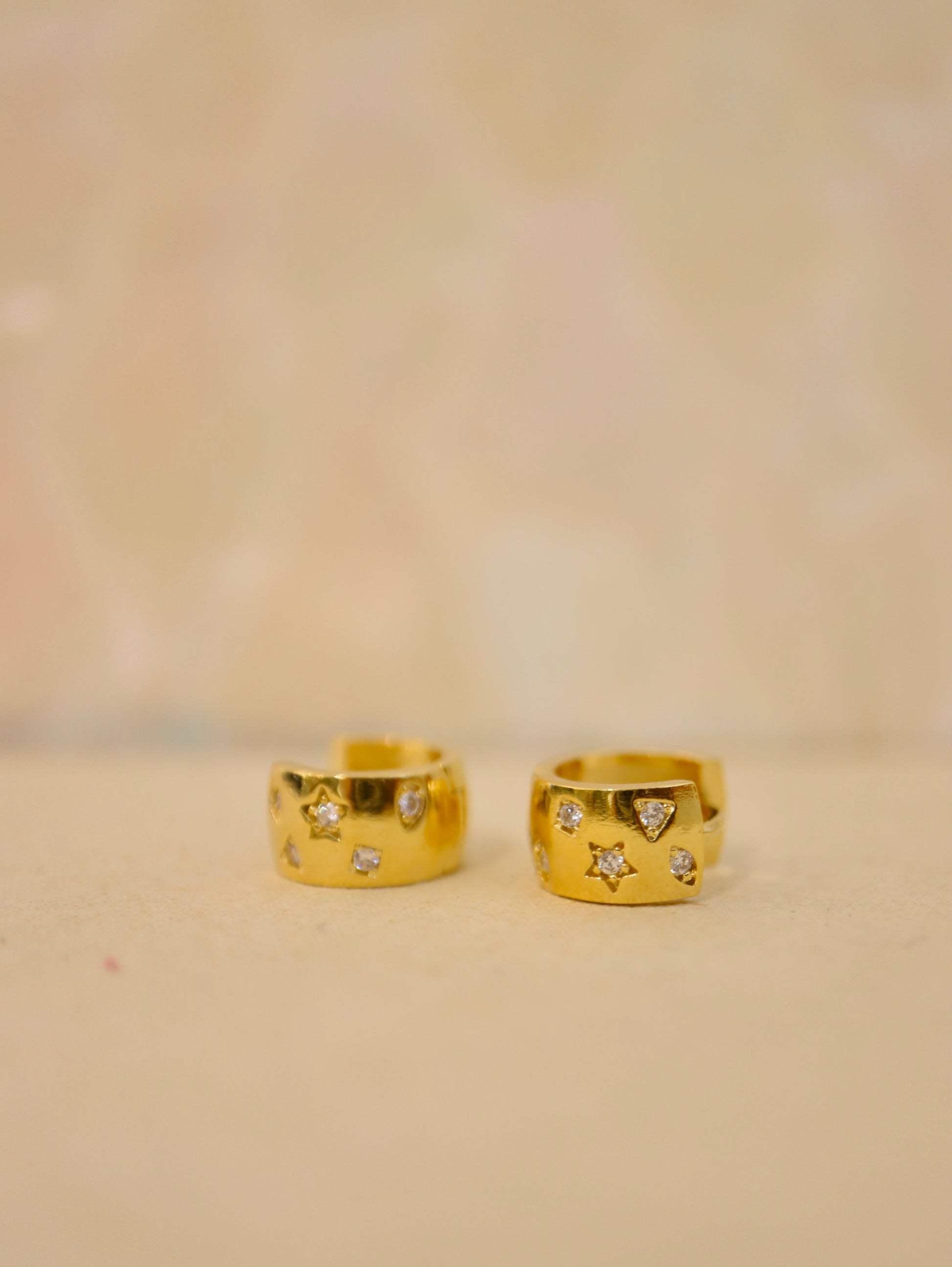Star cz huggie hoop earrings