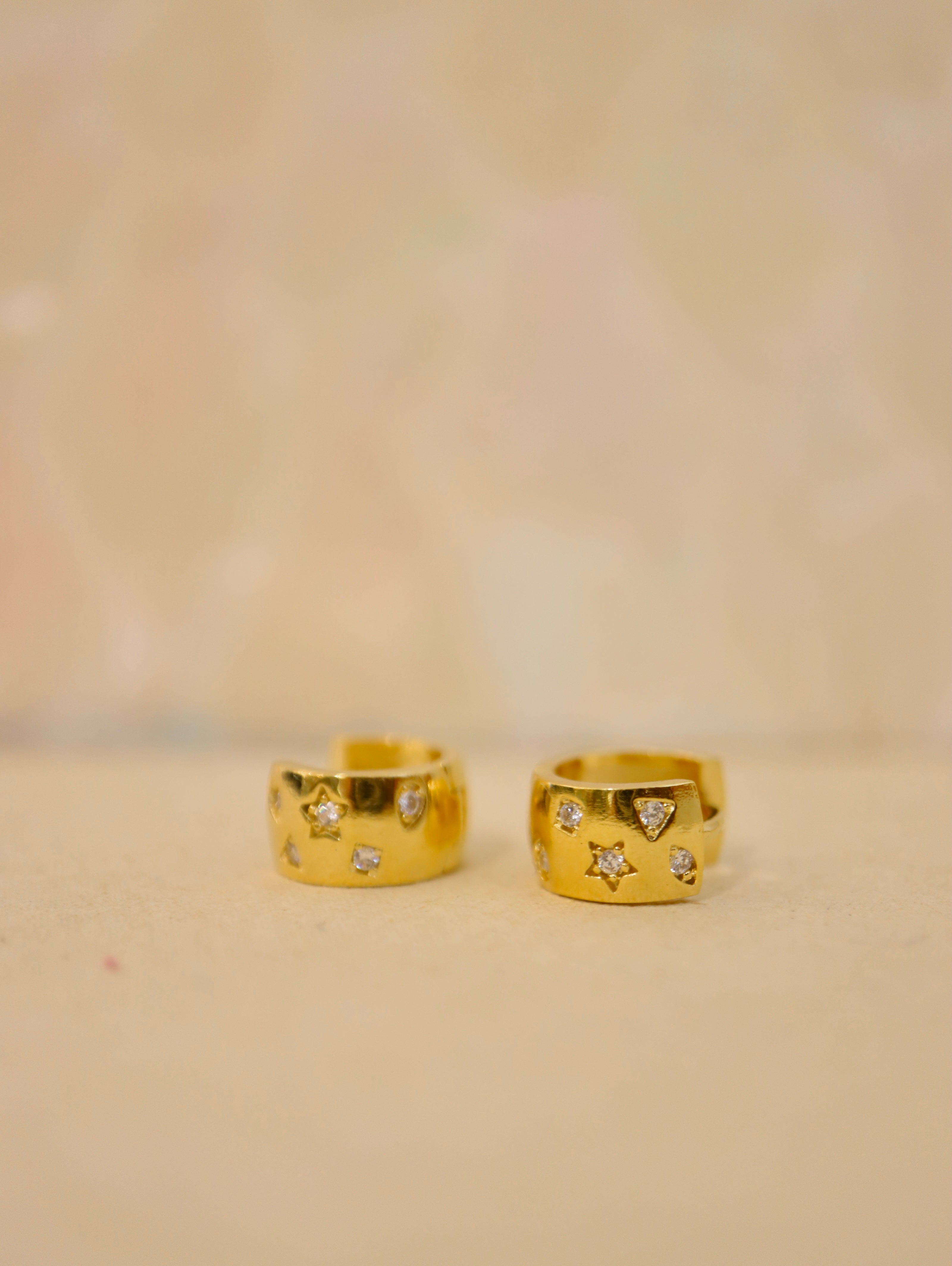 Star cz huggie hoop earrings